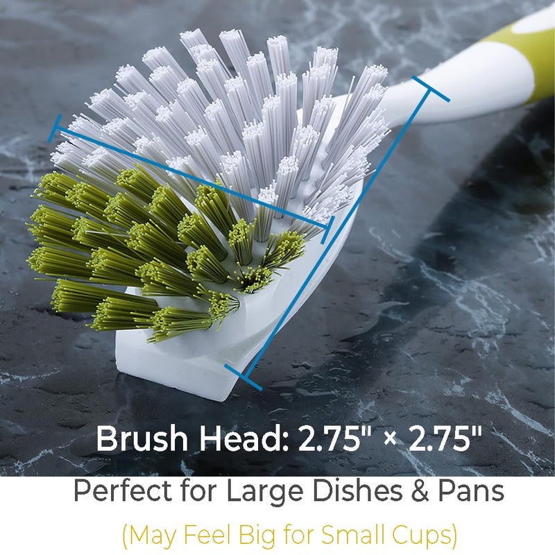 YeuDeuy Dish Brush, Dish Scrubber & Kitchen Scrub Brush for Dishes, Pots, Pans, Sink, Cast Iron, Yellow-Green 3 Pack - Image 2
